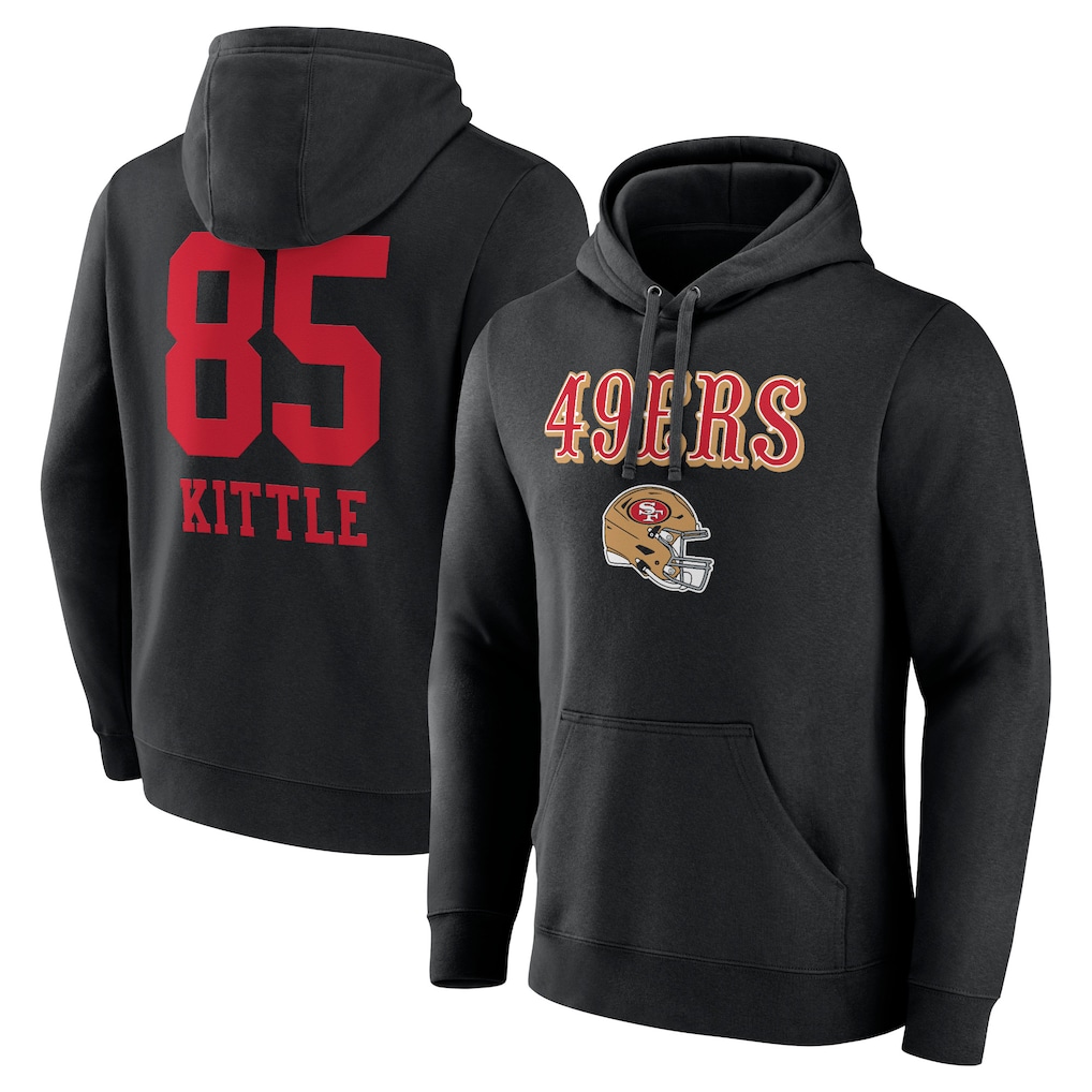 George Kittle San Francisco 49ers Wordmark Player Name & Number Pullover Hoodie - Black