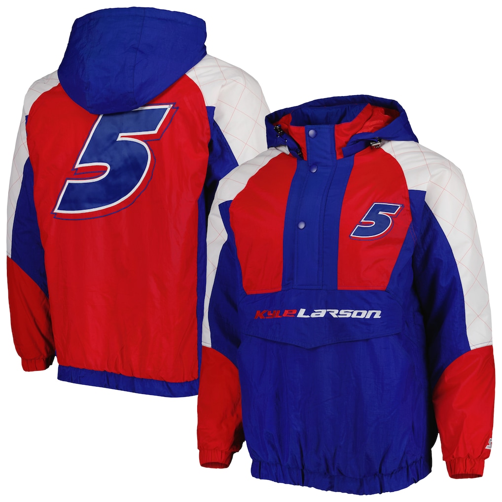 Kyle Larson Starter The Body Check Half-Snap Pullover Jacket - Royal/Red