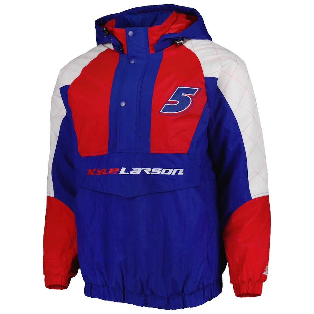 Kyle Larson Starter The Body Check Half-Snap Pullover Jacket - Royal/Red