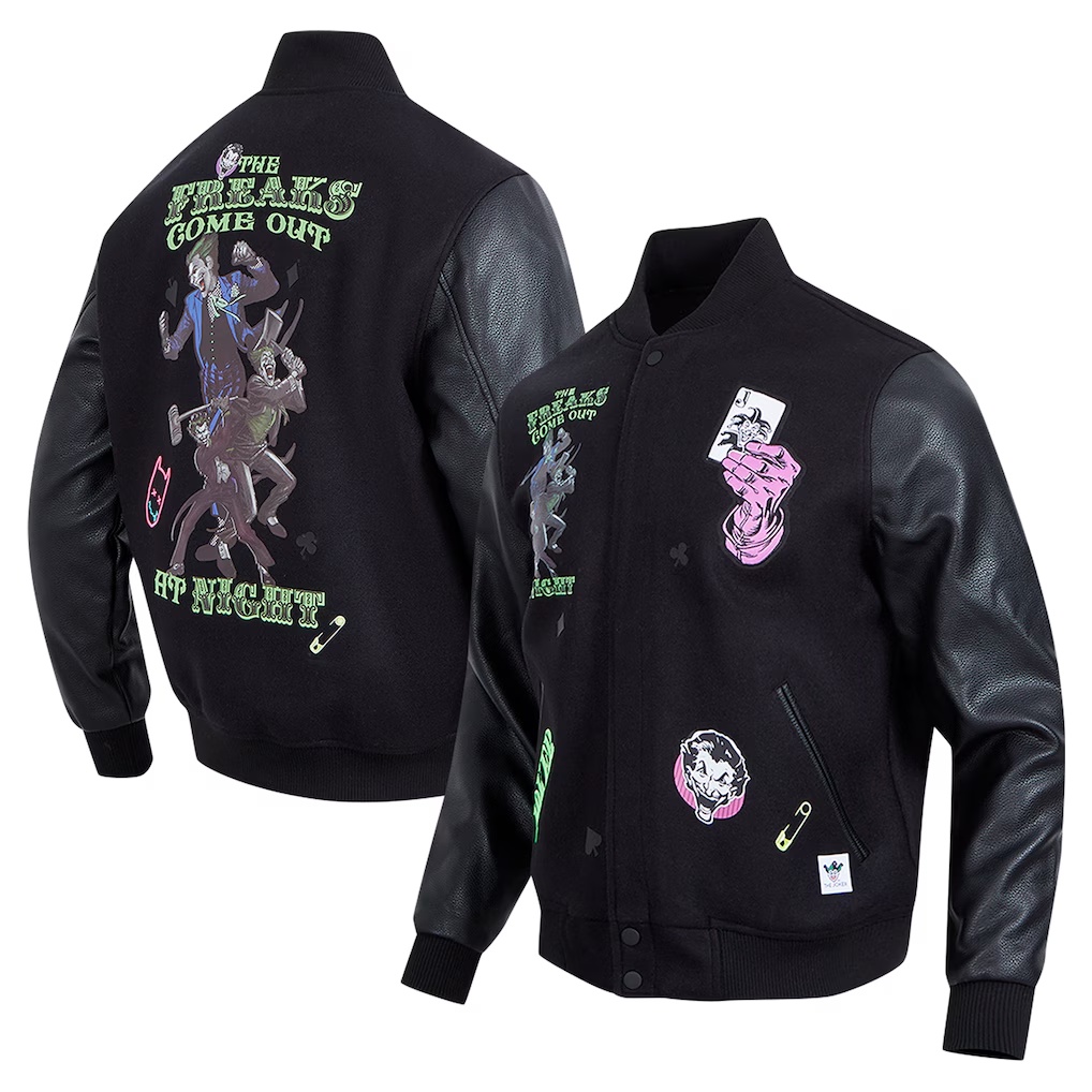 Batman Freeze Max The Freaks Come Out Full-Zip Varsity Jacket - Black