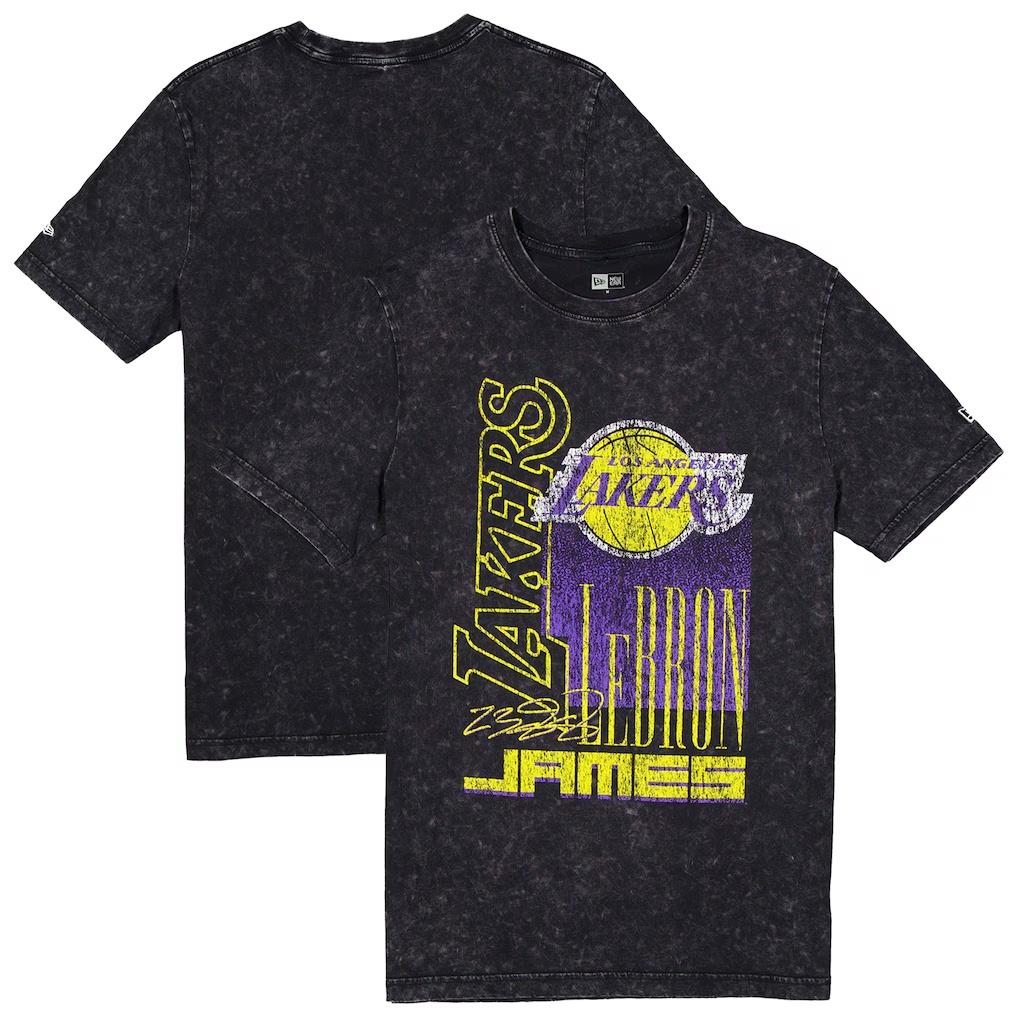 LeBron James Los Angeles Lakers New Era Full Court Press Mineral Wash Player T-Shirt - Black