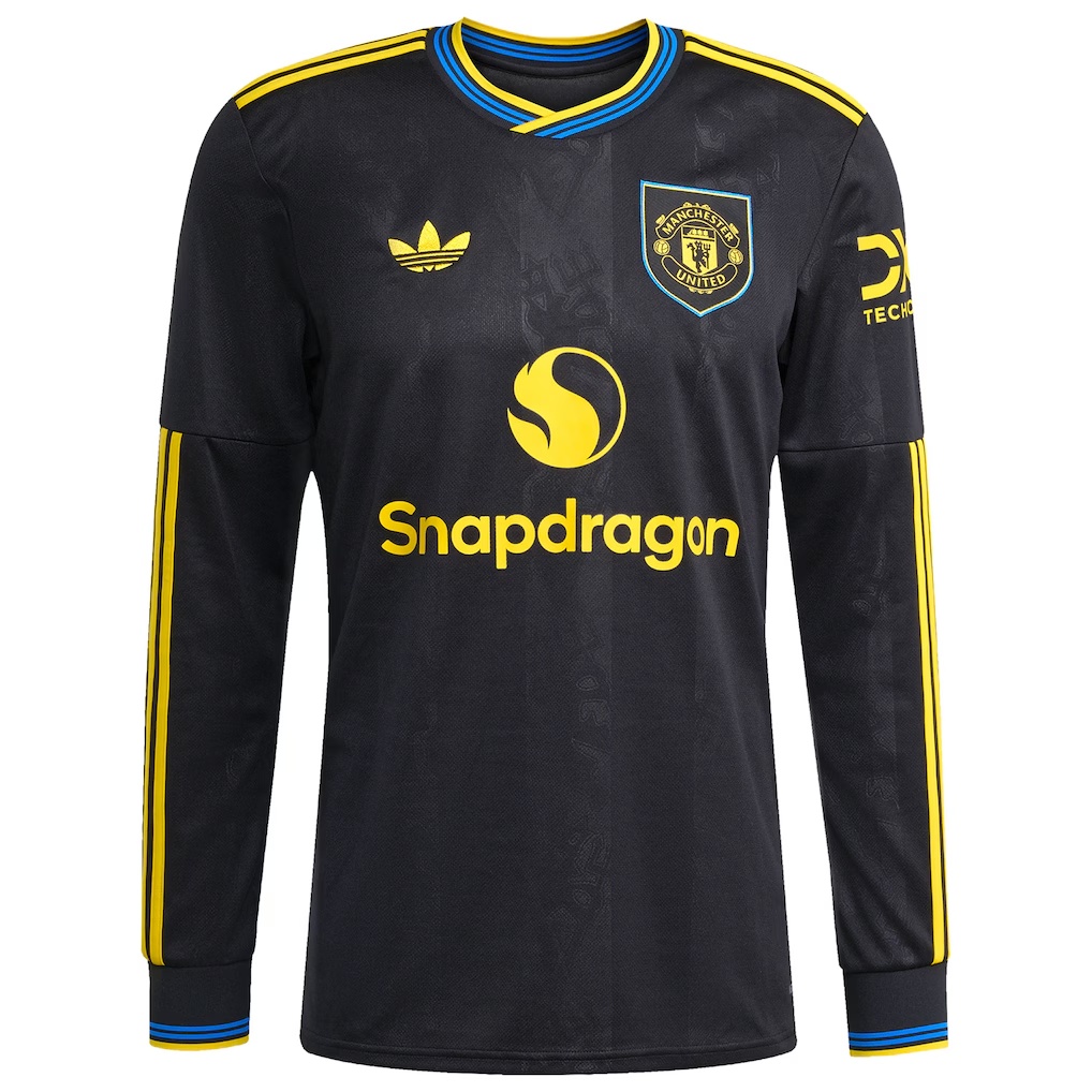 Manchester United adidas 2025/26 Third Replica Long Sleeve Jersey - Black