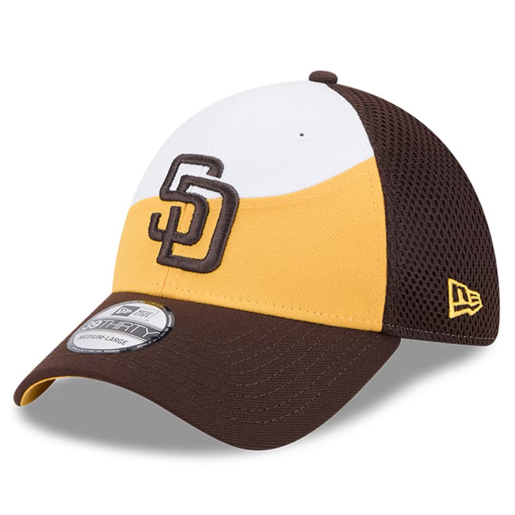 San Diego Padres New Era 2025 Spring Training 39THIRTY Flex Hat - Gold/Dark Brown