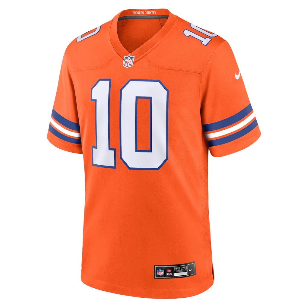 Bo Nix Denver Broncos Nike Youth Game Jersey - Orange