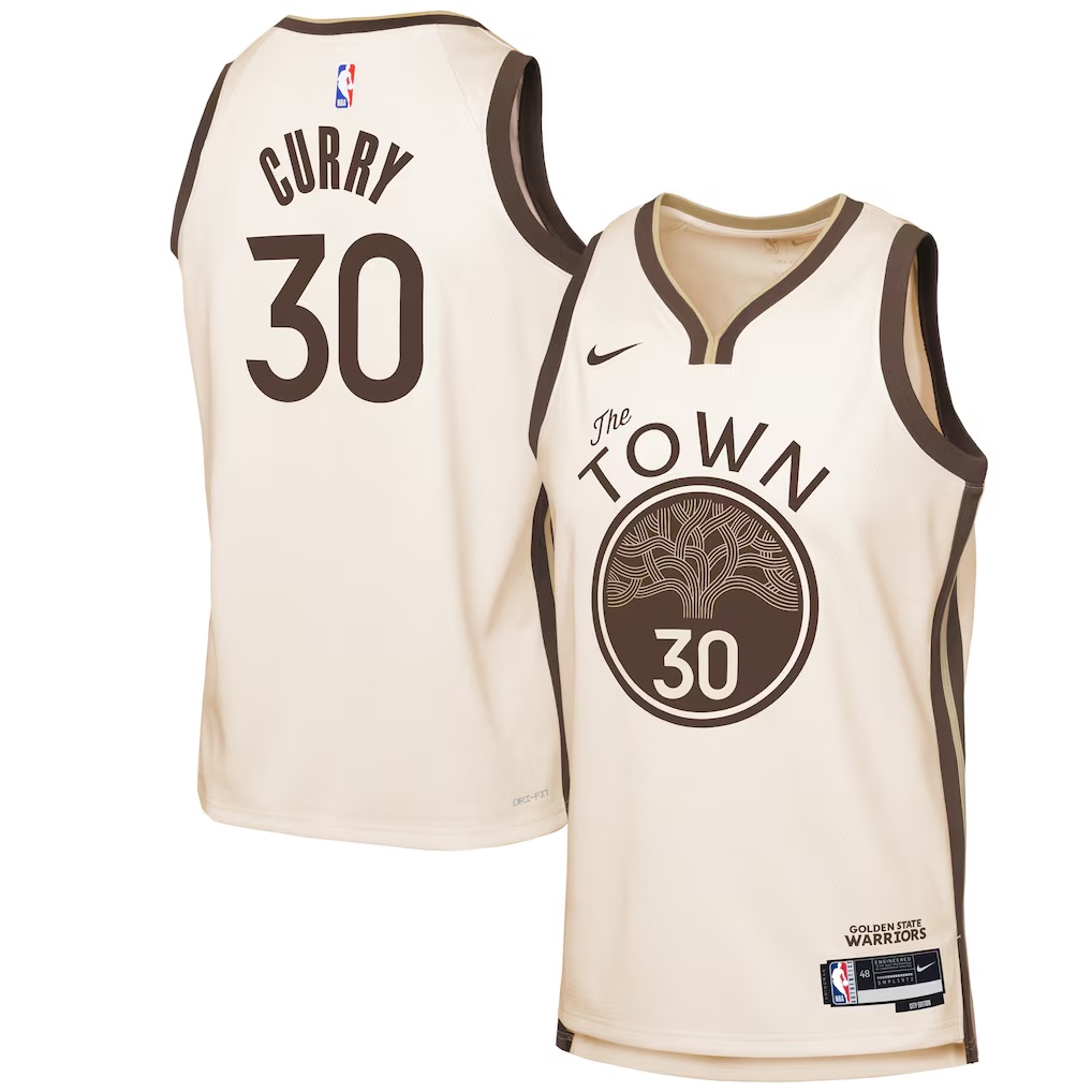 Stephen Curry Golden State Warriors Nike Youth 2025/26 City Edition Swingman Jersey - Tan