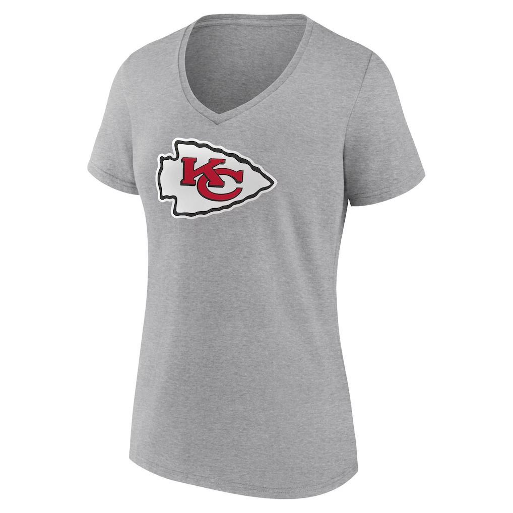 Travis Kelce Kansas City Chiefs Women's Icon Player Name & Number V-Neck T-Shirt - Gray