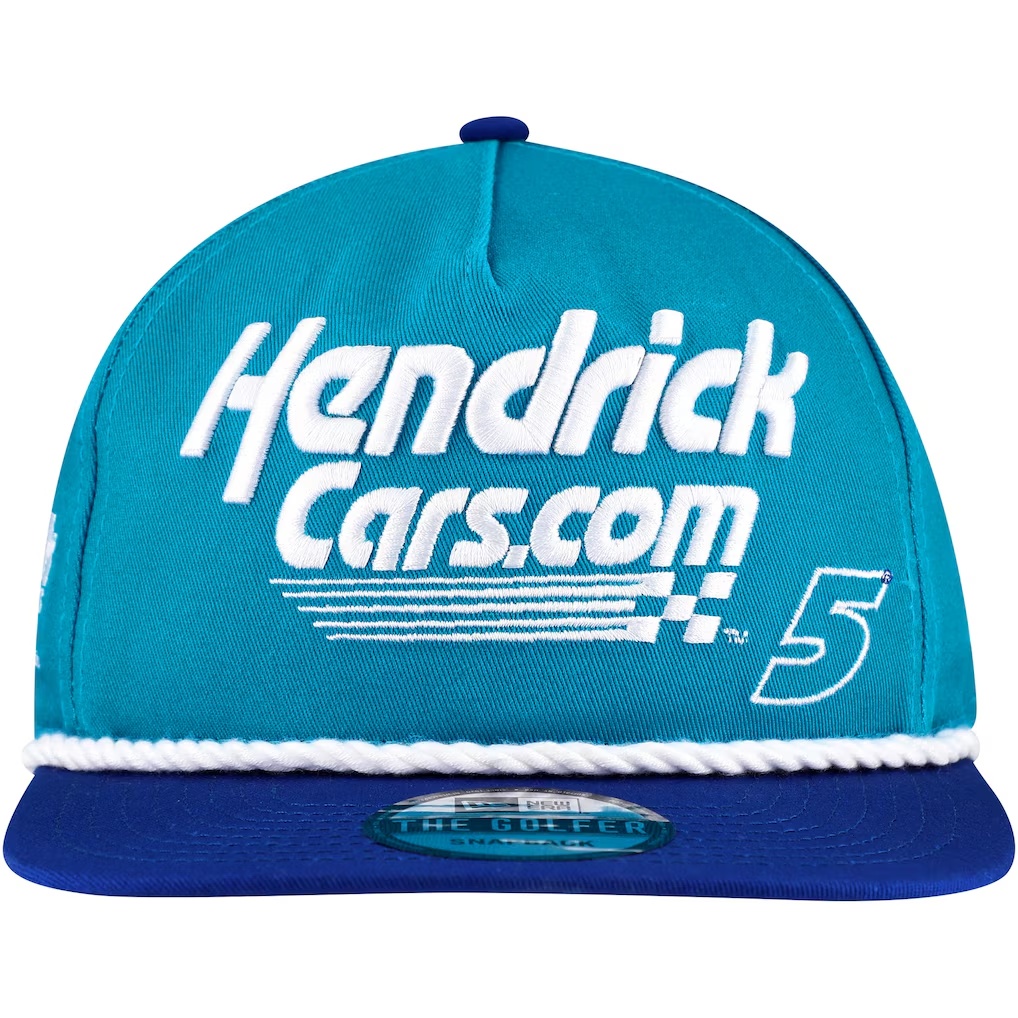 Kyle Larson New Era HendrickCars.com Golfer Snapback Hat - Teal/Royal