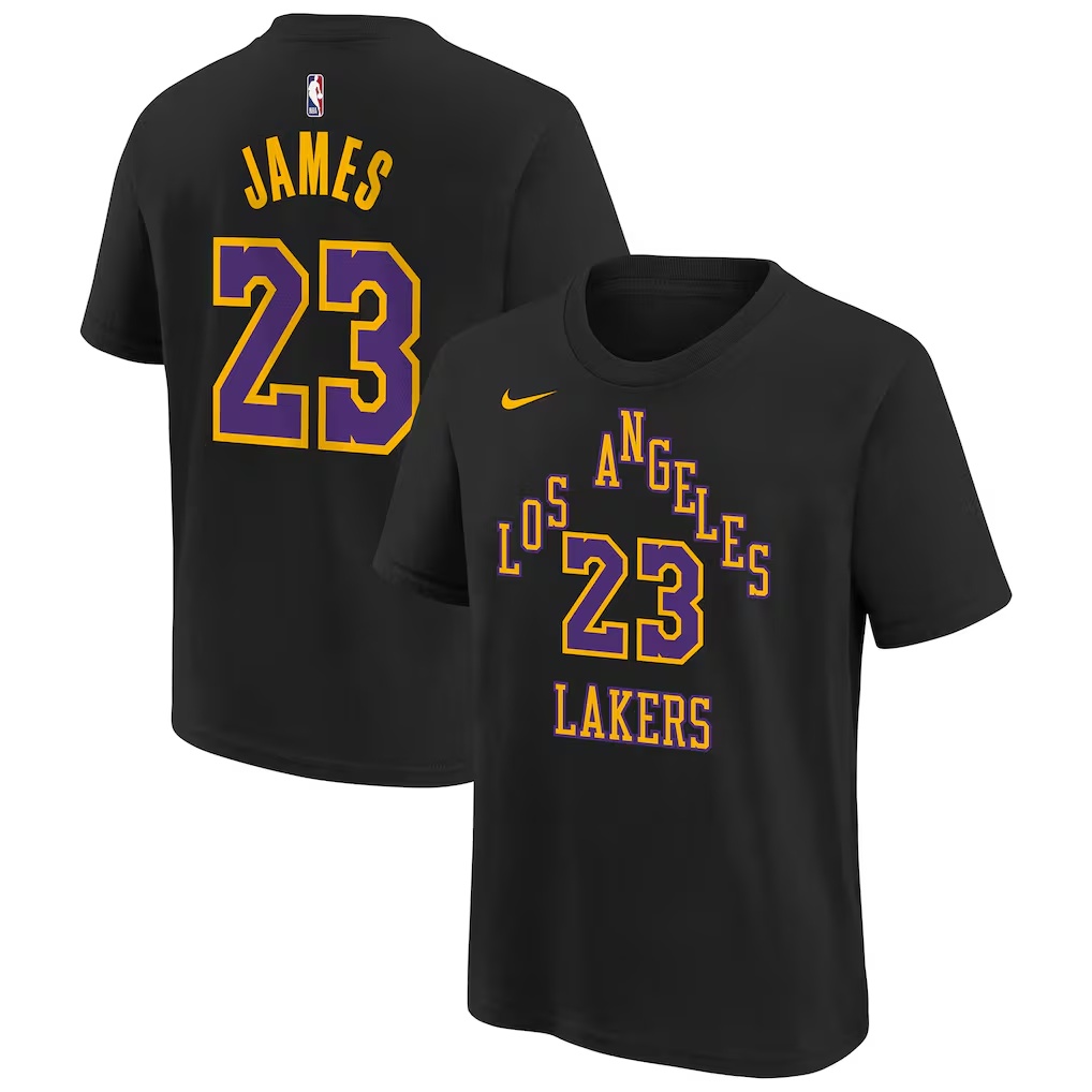 LeBron James Los Angeles Lakers Nike Youth 2025/26 City Edition Name & Number T-Shirt - Black